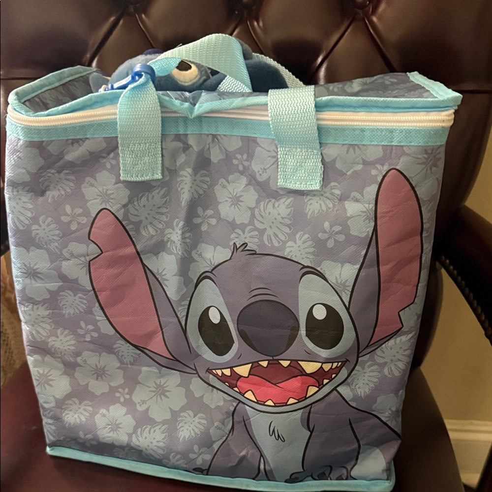 Disney Stitch Floral Cooler Bag - Blue and Purple